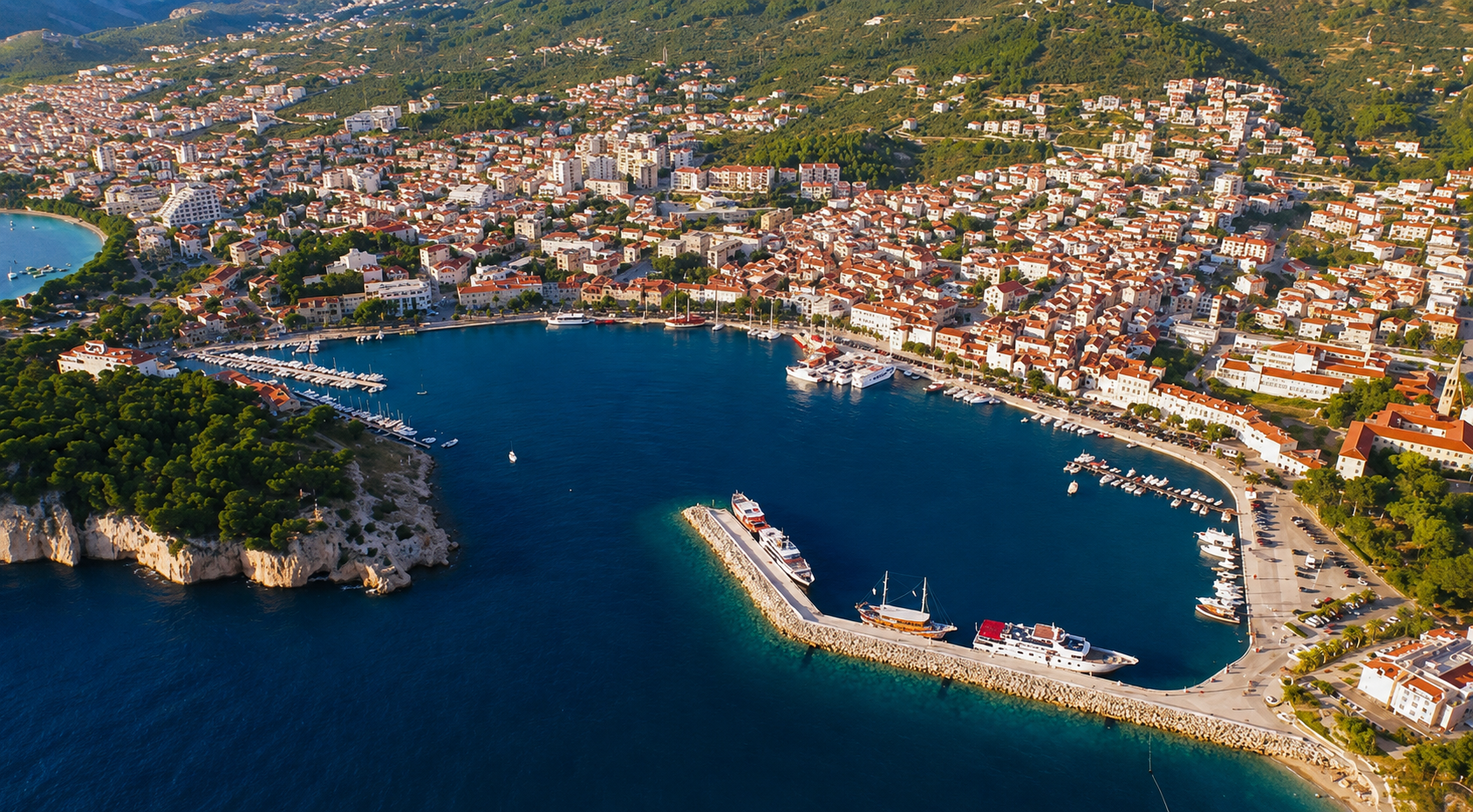 Makarska harbour at golden hour