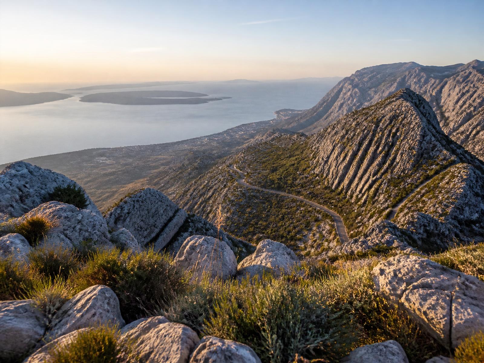 The Adriatic coastline seen from high up on Biokovo